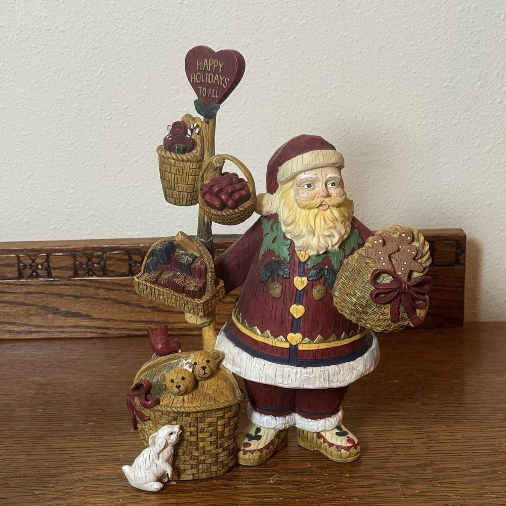 Demdaco 2005 Folk Heart Winter Santa Figurine by Kathy Killip 11" Tall